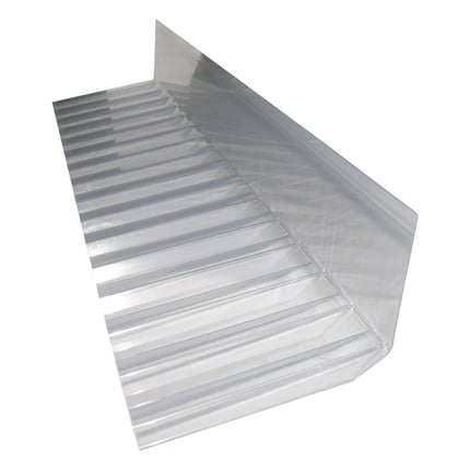 Wandanschluss Profil 76/18 aus klarem Polycarbonat, Spundwand-Form, Hauptansicht