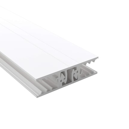 Zevener Sprosse Mittelprofil, weißes PVC-Profil mit 10 mm Stärke, schräge Ansicht von oben