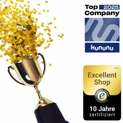 Auszeichnungen: Trusted Shops Excellent Shop und Kununu Top Company