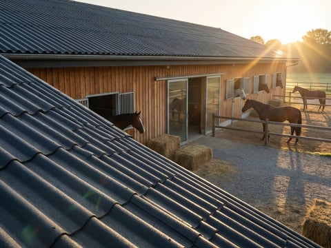 Einsatz von Faserzementplatten auf einem modernen Pferdestall