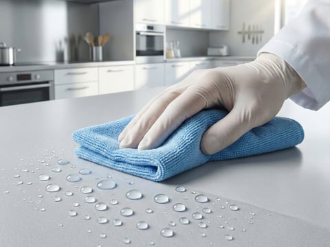 Einfache Reinigung einer HPL Platte mit einem Tuch