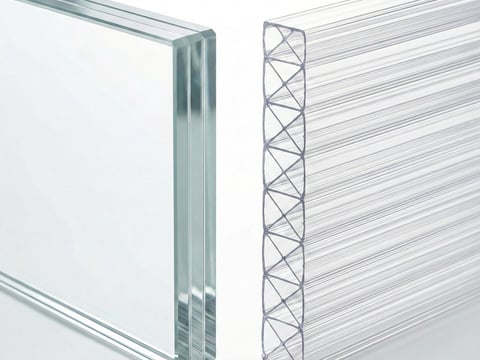 Gegenüberstellung von Stegplatten und Glaseindeckung bei Aluminiumdächern