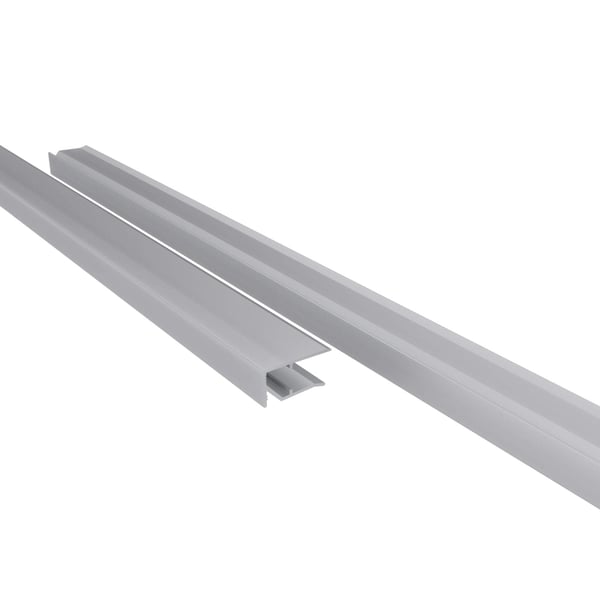 Abschlussprofil Oberseite aus blankem Aluminium, 10 mm, zwei Profile schraeg von oben