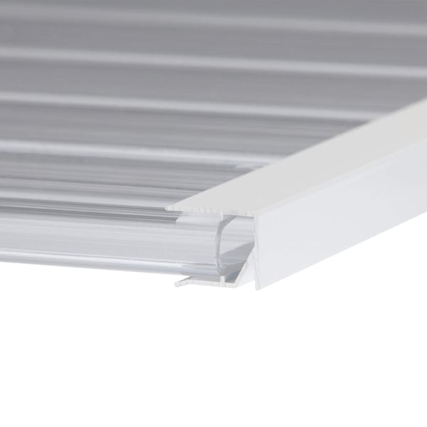 Abschlussprofil Oberseite 16 mm Aluminium weiß, auf einer Lichtplatte montiert