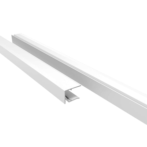 Abschlussprofil Oberseite 16 mm, Aluminium weiß, zwei Profile nebeneinander liegend