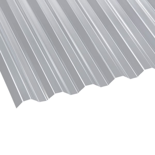 Acrylglas Spundwandplatte klar, 1,50 mm, schraeg von oben, Profil 76/18, glatte Oberflaeche