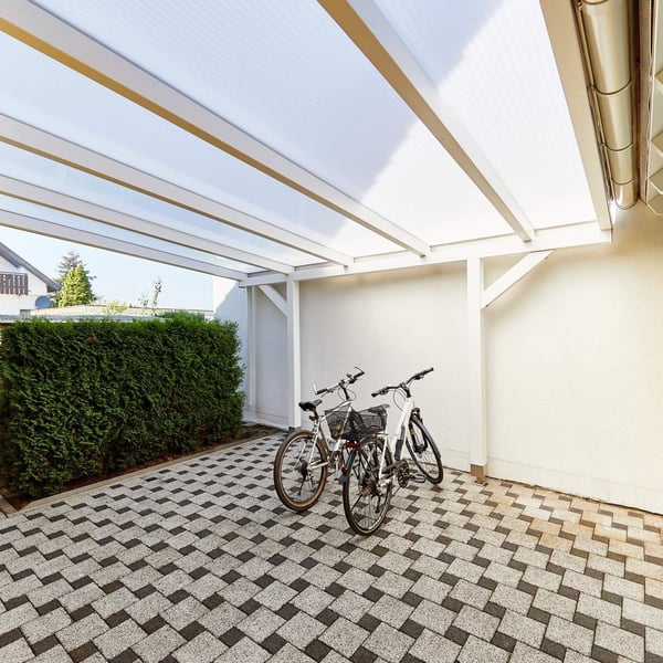 Carport mit Scobalit Acrylglas Stegdoppelplatten 16 mm opal-weiß als Dach