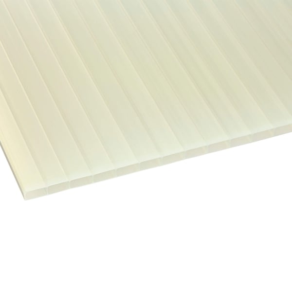 Acrylglas Stegdoppelplatte 16 mm gold-opal, Hauptansicht der Plattenstruktur mit Stegen