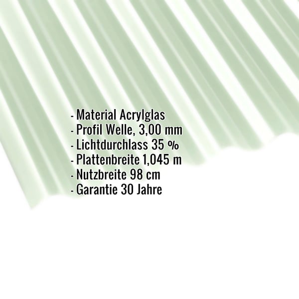 Acrylglas Wellplatte | 76/18 | 3,00 mm | Opal Weiß | Temperaturreduzierend | 3,00 m