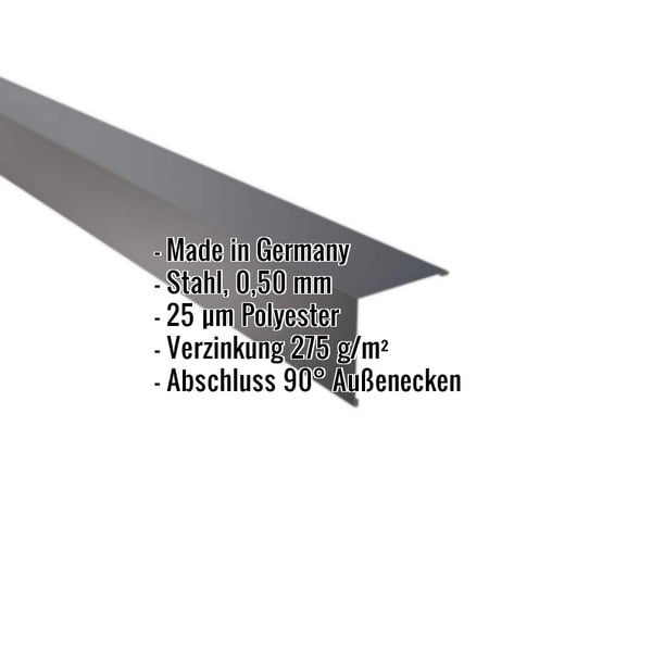 Außenecke aus Stahl, Anthrazitgrau, 0,50 mm Stärke, mit eingeblendeten Produktdetails