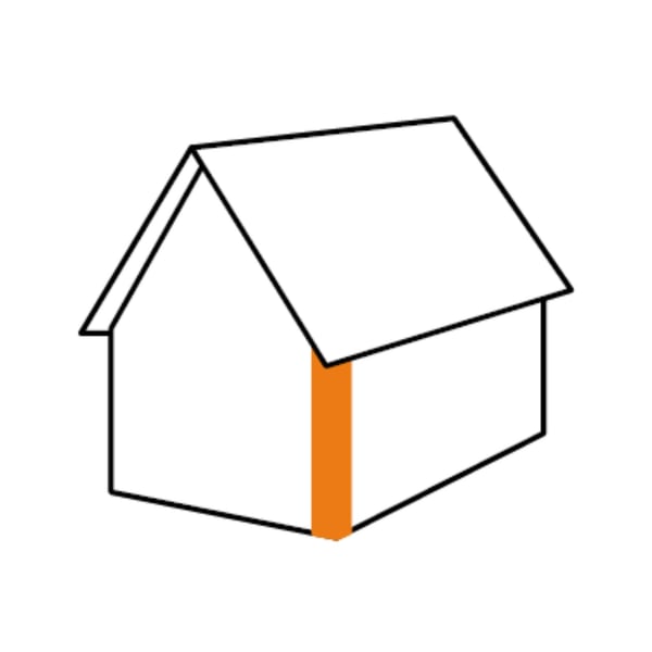 Schema Haus mit markierter Außenecke in Orange