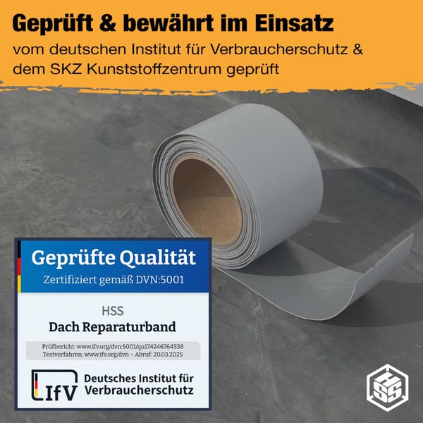 Rolle Dach Reparaturband, grau, mit 'Geprüfte Qualität' Zertifikat