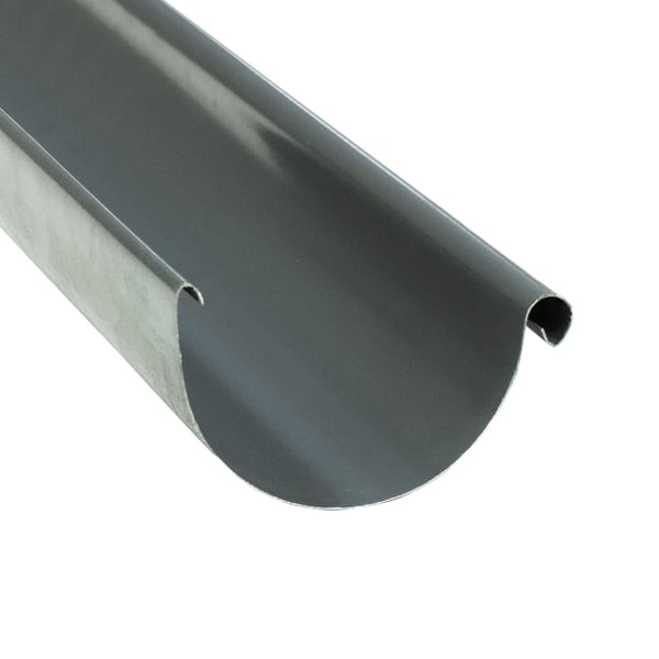 Dachrinne aus Stahl, graphitfarben, halbrunde Form, 50 µm Polyurethan-Beschichtung, Hauptansicht