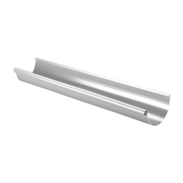 Dachrinne aus Stahl, Weißaluminium (RAL 9006), halbrunde Form mit Wulst