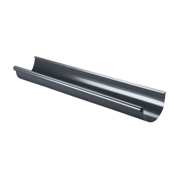 Dachrinne aus anthrazitgrauem Stahl, Niagara, halbrunde Form, 50 µm Polyurethan-Beschichtung