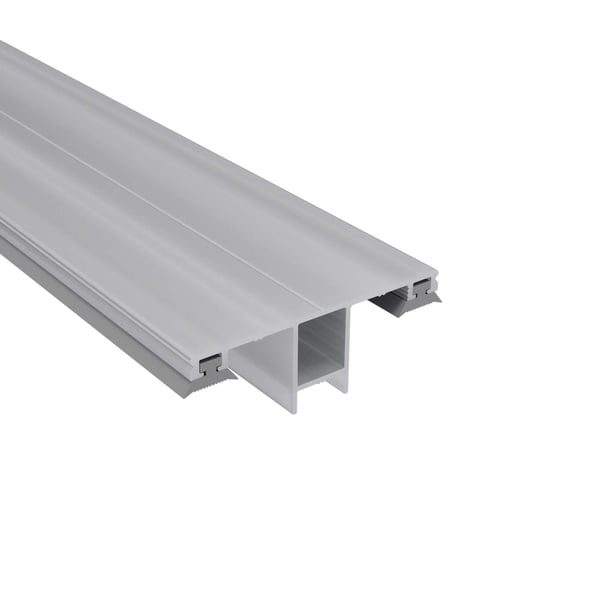 DUO Mittelprofil 10 mm aus blankem Aluminium, Seitenansicht mit H-förmigem Querschnitt und Dichtlippen
