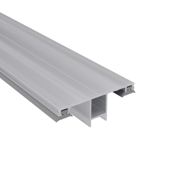 DUO Mittelprofil 10 mm aus blankem Aluminium, Seitenansicht mit H-förmigem Querschnitt und Dichtlippen