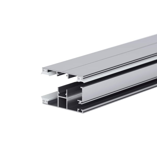 DUO Randprofil Aluminium blank, 16 mm, schraeg von der Seite mit Blick auf die Hohlkammern