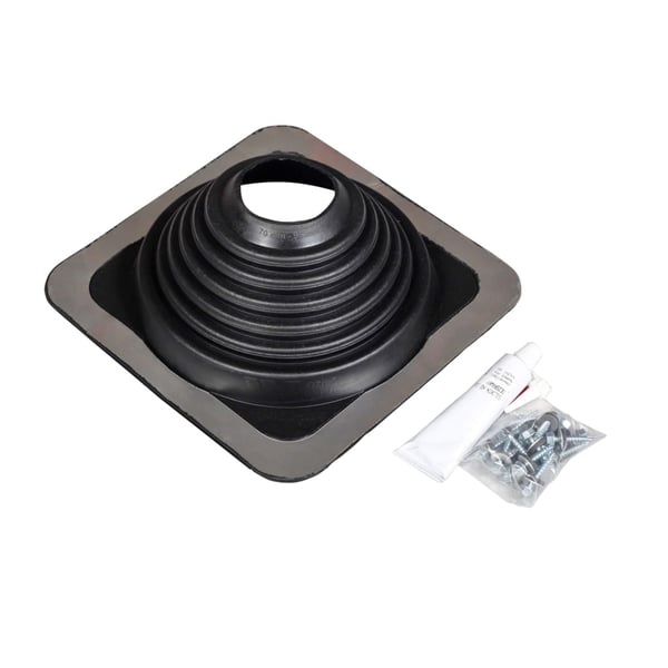 Weckman Durchführungsmanschette aus schwarzem EPDM mit quadratischer Basis, Faltenbalg und Zubehör