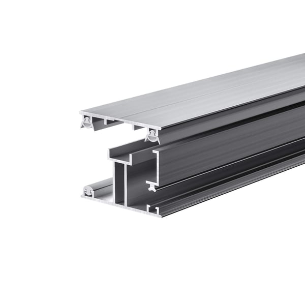 ECO Randprofil aus blankem Aluminium, 16 mm, mit Dichtlippen und Kammerstruktur, schraeg von unten
