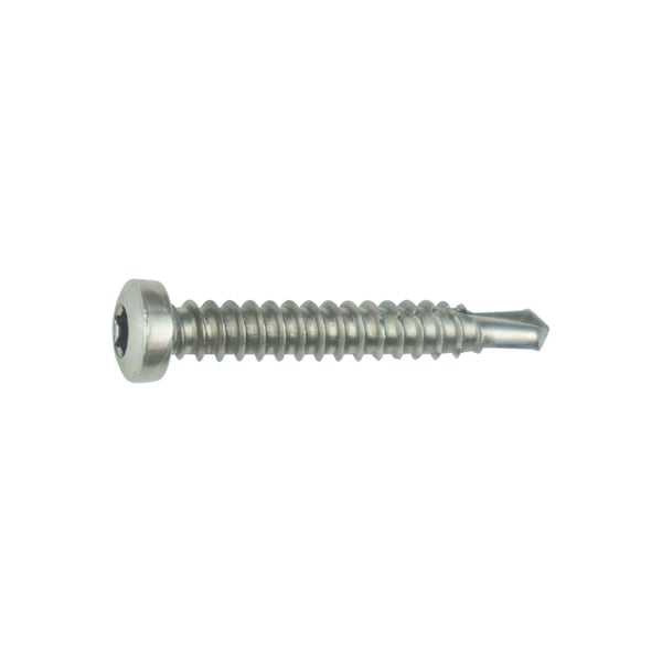 Edelstahlschraube blank, selbstbohrend, mit Torx-Antrieb und Linsenkopf, Seitenansicht