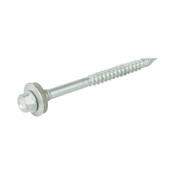 Edelstahlschraube blank mit Sechskantkopf und Dichtscheibe, freigestellt