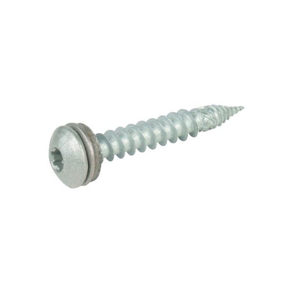 Edelstahlschraube Graualuminium (RAL 9007) mit Torx-Antrieb und Dichtscheibe, Seitenansicht
