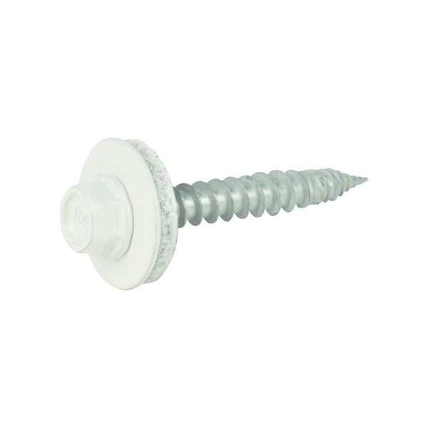 Edelstahlschraube Reinweiß RAL 9010 mit Sechskantkopf und Dichtscheibe, Hauptansicht