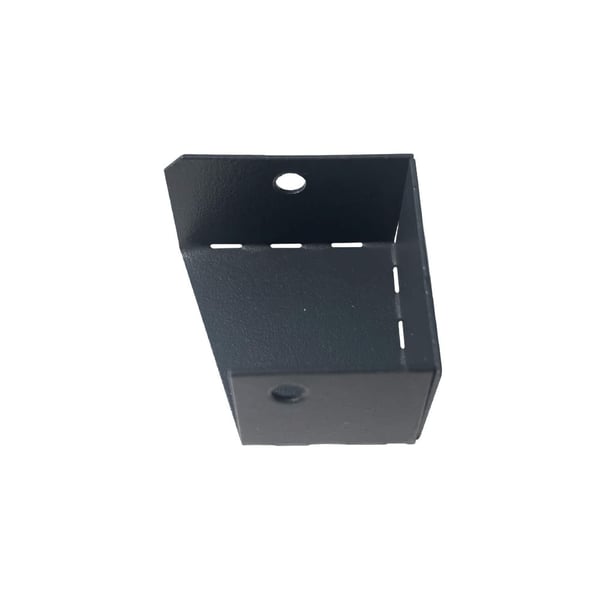 Endkappe CUBE Aluminium Anthrazitgrau RAL 7016, von oben schraeg, mit Bohrungen und Stanzungen