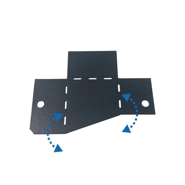 Endkappe CUBE Aluminium Anthrazitgrau RAL 7016, flach ausgebreitet mit Faltlinien und Pfeilen