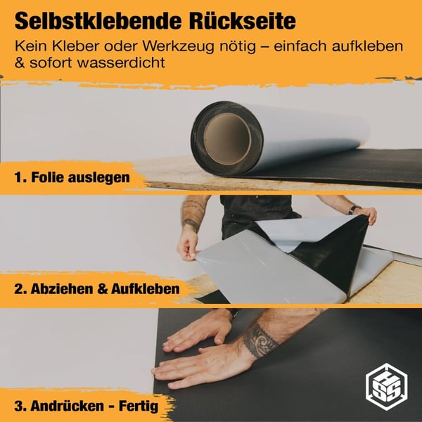 EPDM Dachfolie Easystick | Schwarz | 1,30 mm | Länge 5,00 m x Breite 0,50 m