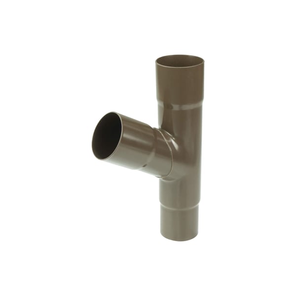 Fallrohrabzweig 60 Grad aus braunem PVC von Plastmo, Hauptansicht