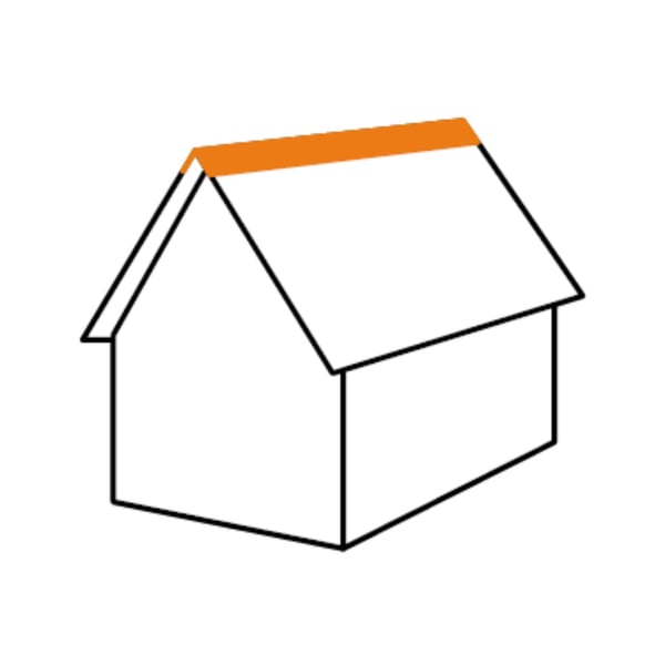 Anwendungsbeispiel: Schematische Darstellung eines Firstblechs auf einem Satteldach