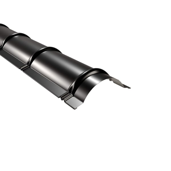 Firstblech halbrund Tiefschwarz RAL 9005 aus 0,50 mm Stahl mit 25 µm Polyester Beschichtung, Hauptansicht