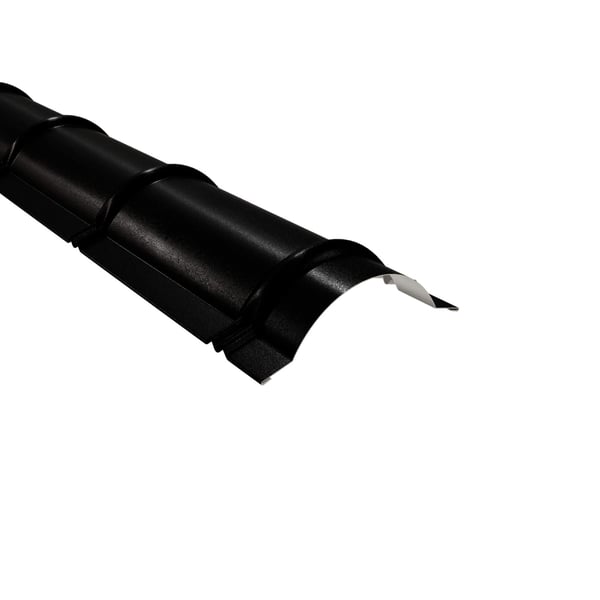 Firstblech halbrund, schwarz, 0,50 mm Stahl, 35 µm Mattpolyester Beschichtung