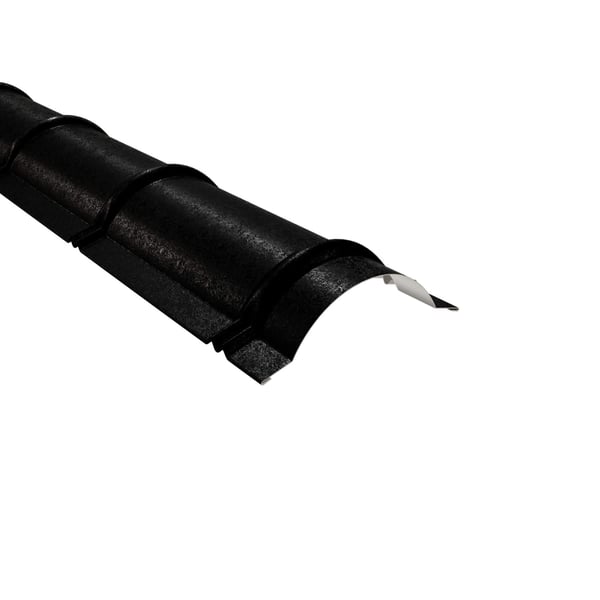 Firstblech halbrund Tiefschwarz RAL 9005 aus 0,50 mm Stahl, 80 µm Shimoco Beschichtung, Hauptansicht
