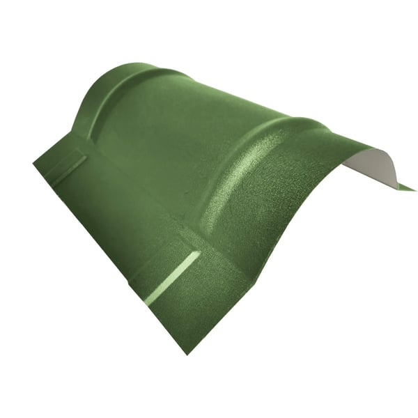 Firstblech halbrund groß Resedagrün, Stahl 0,50 mm, 25 µm Polyester, Hauptansicht