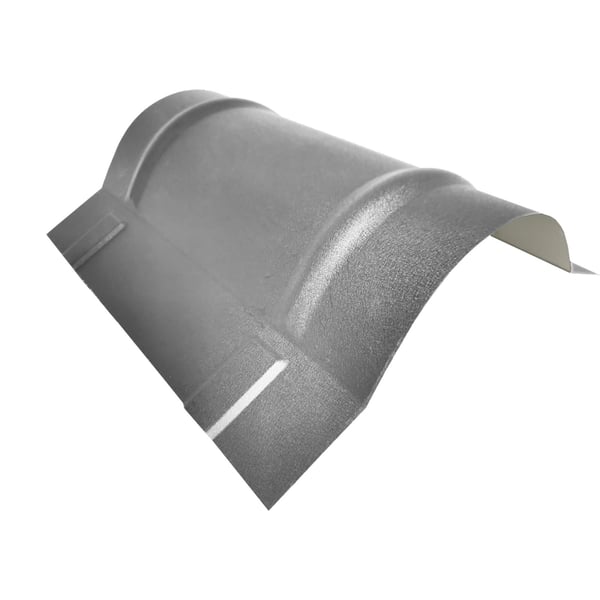 Firstblech halbrund groß aus Stahl 0,50 mm in Graualuminium (RAL 9007) mit 25 µm Polyesterbeschichtung