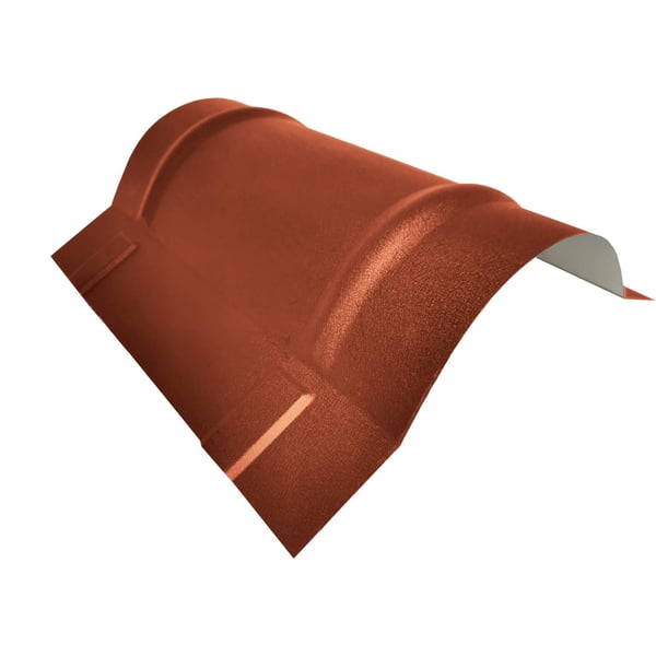 Firstblech halbrund, Ziegelrot Mattpolyester, 0,50 mm Stahl, Hauptansicht