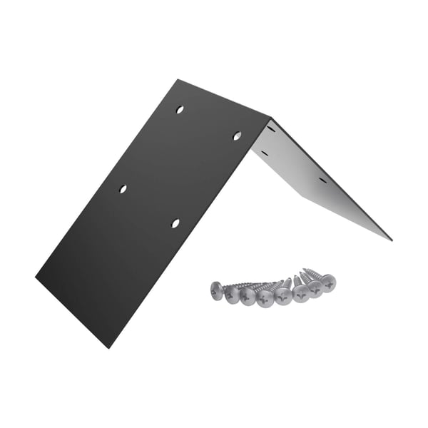 Firstprofilverbinder Aluminium dunkelgrau, abgewinkelt mit sechs Bohrungen und Schrauben