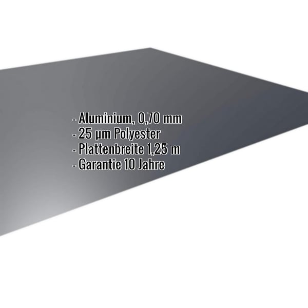 Flachblech Aluminium 0,70 mm Anthrazitgrau RAL 7016 mit eingeblendeten Eckdaten
