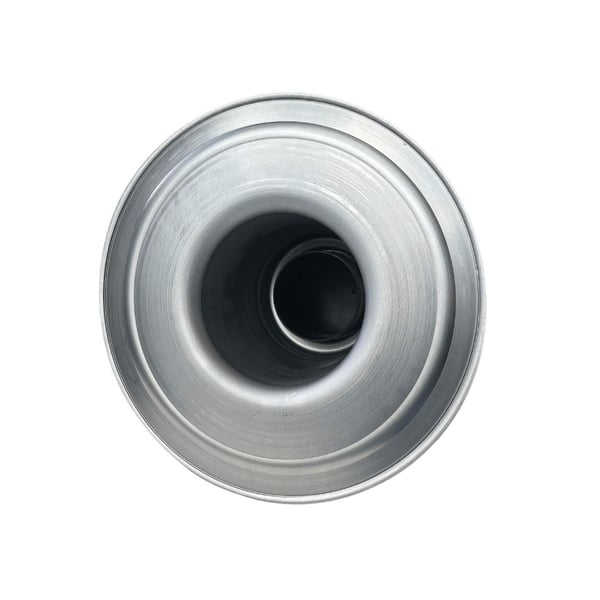 Flachdachentlüfter DACHPROTECT, Aufsicht auf den silber-metallic Aluminiumsockel mit runder Öffnung