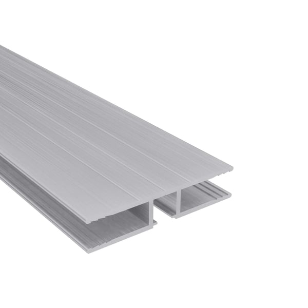 H-Profil aus blankem Aluminium, 10 mm, mit geriffelter Oberseite, Hauptansicht schraeg von oben