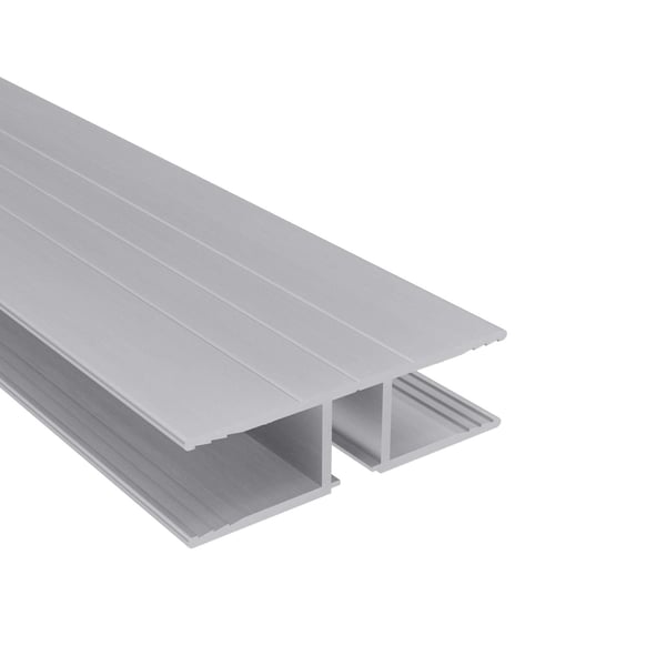 H-Profil aus blankem Aluminium, 16 mm, Hauptansicht mit geriffelter Oberseite