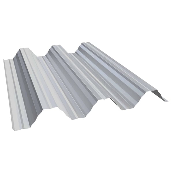 Hochprofil T92P Dachblech Lichtgrau RAL 7035, 0,50 mm Stahl, Hauptansicht mit Hochsicken und Antikapillarrille