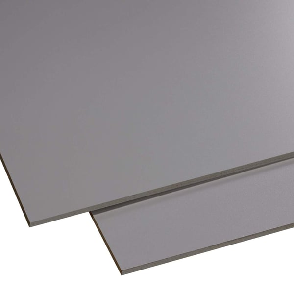 Zwei dunkelgraue HPL Platten 6 mm, leicht übereinanderliegend, Hauptansicht
