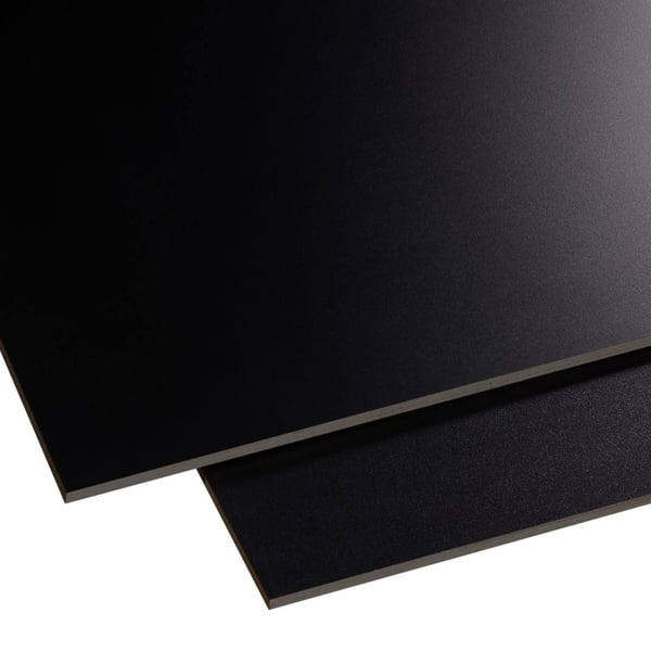 HPL Platte Innen 6 mm schwarz, zwei Platten leicht versetzt übereinander liegend