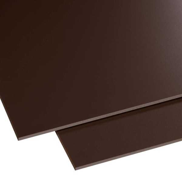 HPL Platte 6 mm Braun, Scobalit, Hauptansicht von zwei Platten leicht uebereinanderliegend