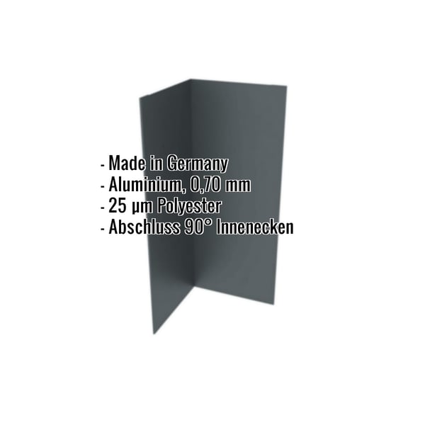 Innenecke Aluminium Anthrazitgrau RAL 7016 mit eingeblendeten Eckdaten