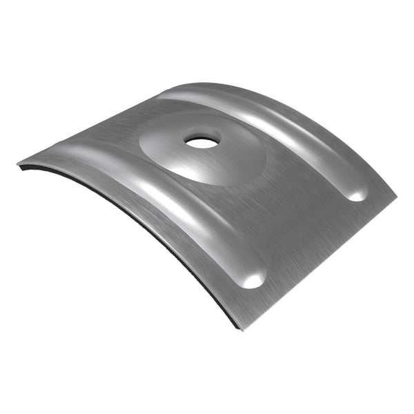 Kalotte Profil 177/51 aus blankem Aluminium, gewoelbt mit Befestigungsloch und zwei Sicken